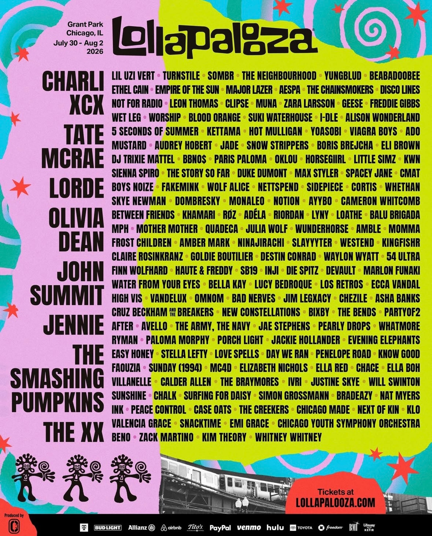 Lineup Lollapalooza Chicago 2026 🎡